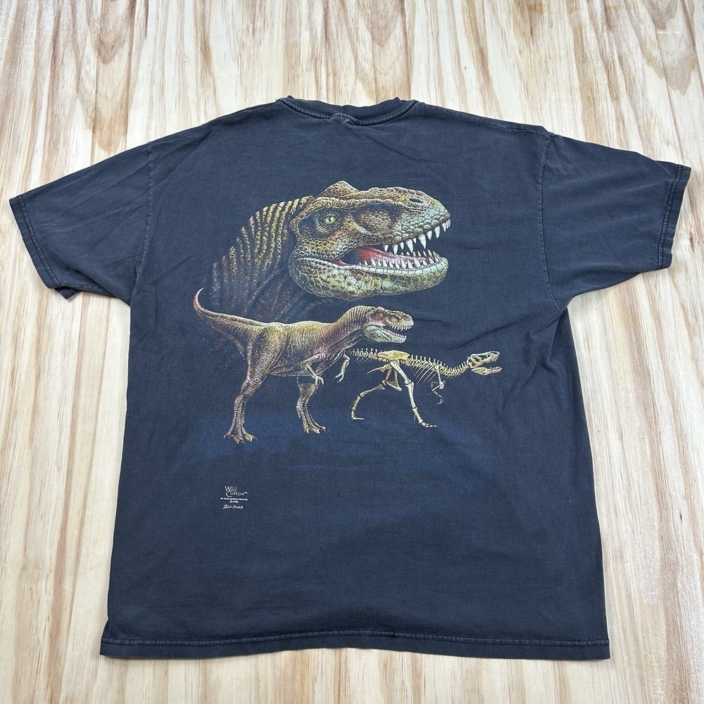 Vintage 1996 Dinosaur T-Shirt Ted Hicks Faded Thrashed Men's XL Graphic Tee 90s